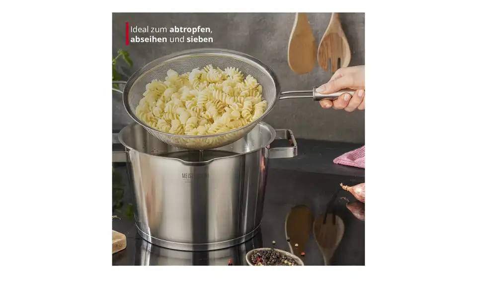 Meisterkoch Küchensieb, Bild mit Text
