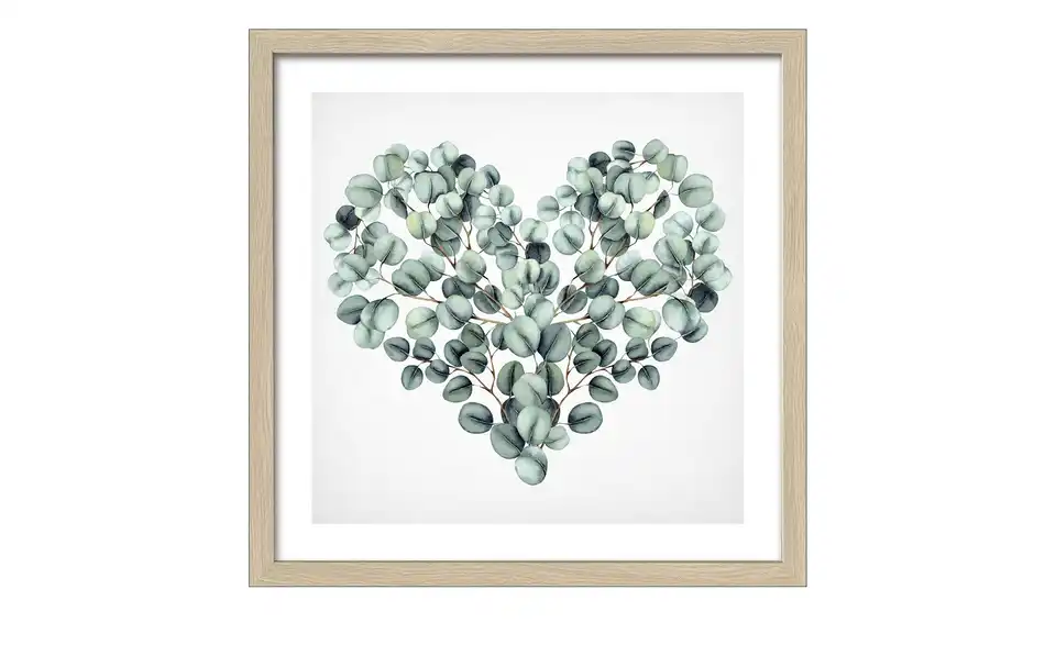 Gerahmtes Bild Slim-Scandic Eucalyptus Heart, Frontansicht