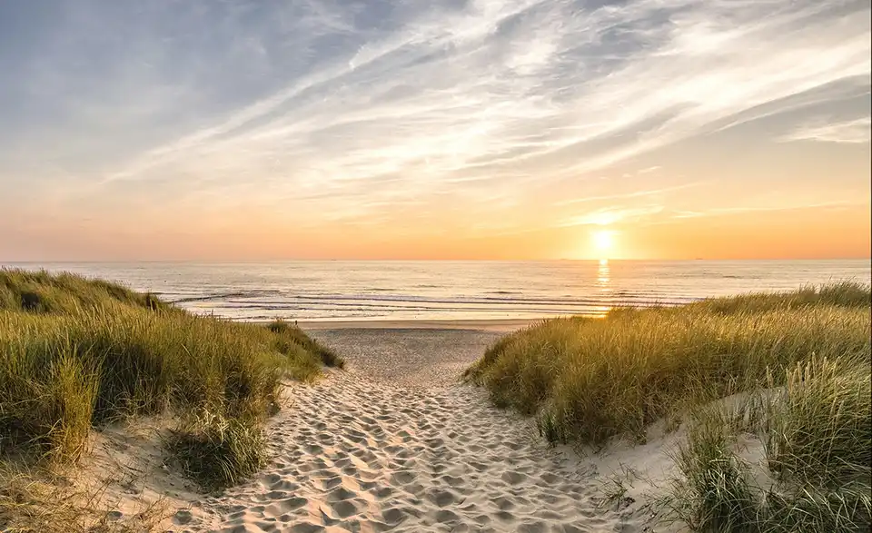 Kunstleinwand "Weg zum Strand", Frontansicht
