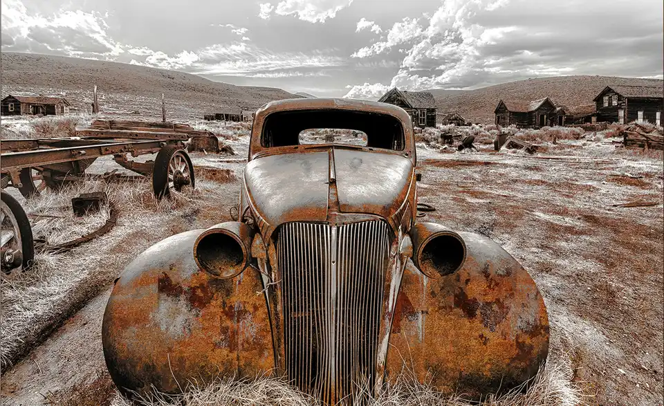 Kunstleinwand "Lost Car", Frontansicht