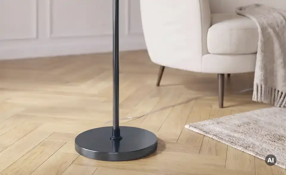 Meisterleuchten Stehleuchte, 5-flammig, schwarzchrom,Rauchglas Hins Black, Detailansicht