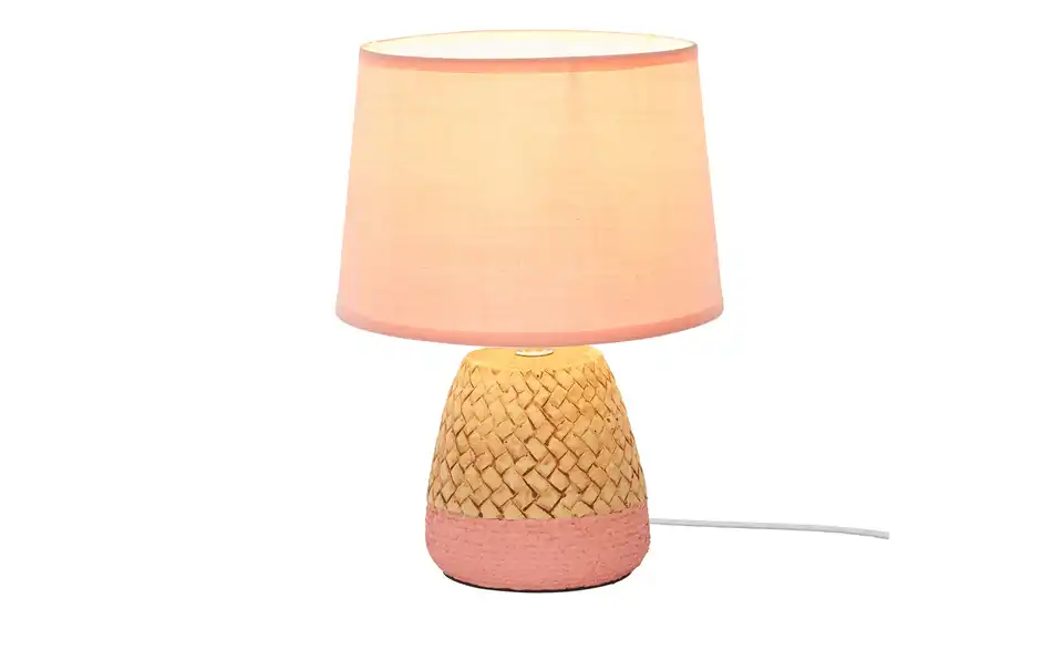 Rosa Keramik-Tischleuchte, Seil mit | Pink 1-flammig, levelone