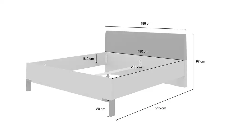 Bettgestell Montreal, Bemaßung