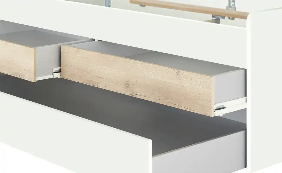 Duobett mit Stauraum Grow Up | Weiß / Risseiche (Nachbildung), 120x200 cm