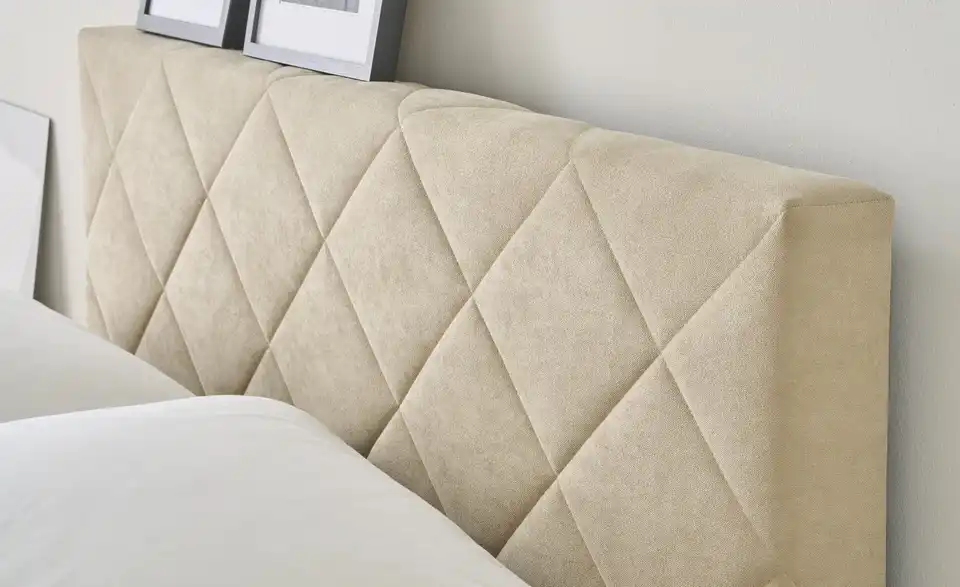 Boxspringbett Princess mit Bettkasten und Topper, Beige, Detailansicht