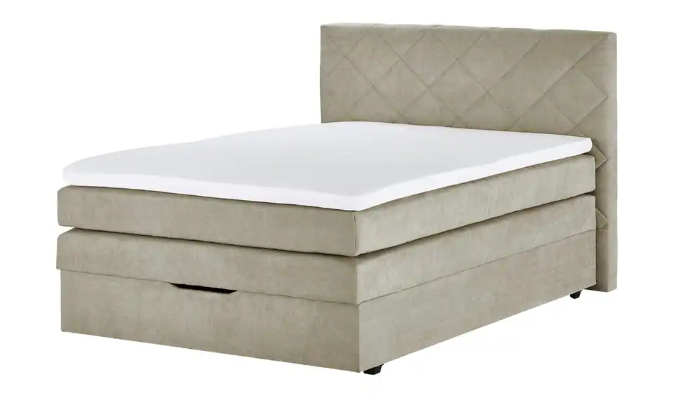 Boxspringbett Princess mit Bettkasten und Topper, Beige, Perspektive