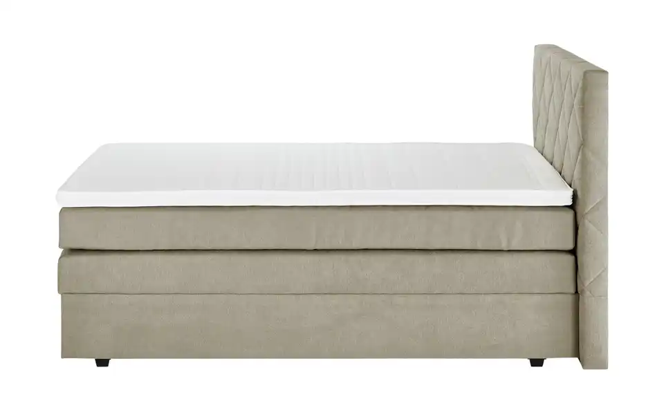 Boxspringbett Princess mit Bettkasten und Topper, Beige, Profilansicht