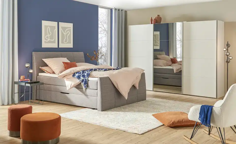 Boxspringbett Baron mit Bettkasten und Topper, in Wohnsituation