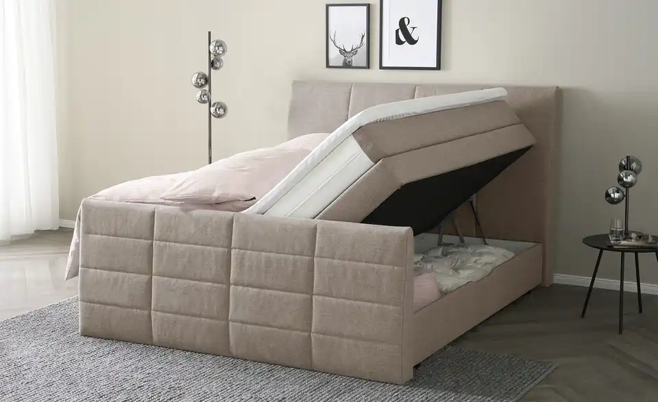 Boxspringbett Baron mit Bettkasten und Topper, Funktionsansicht