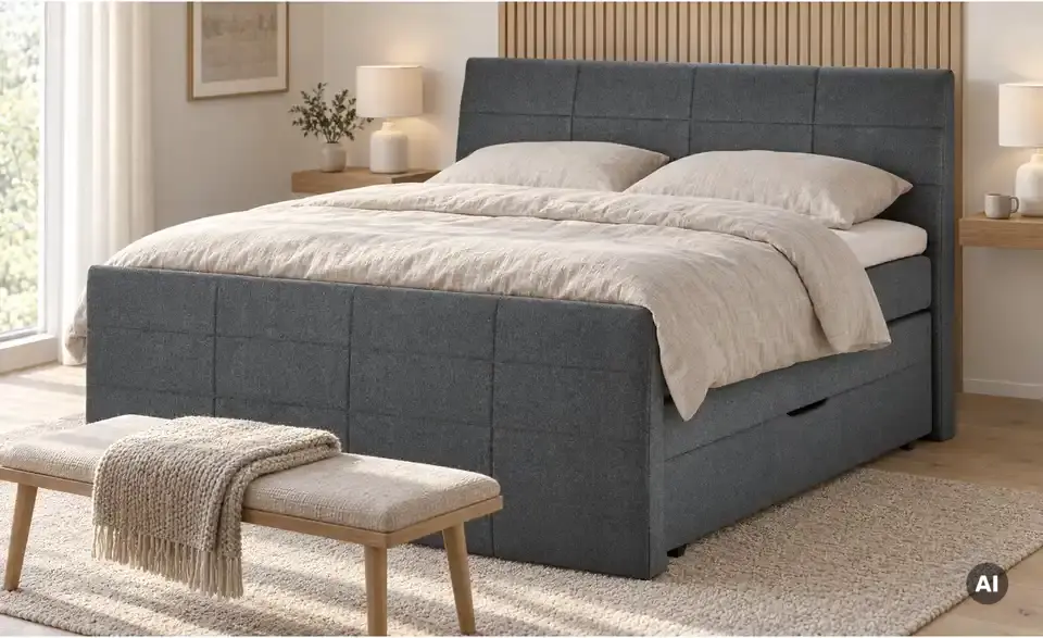 Boxspringbett Baron mit Bettkasten und Topper, in Wohnsituation