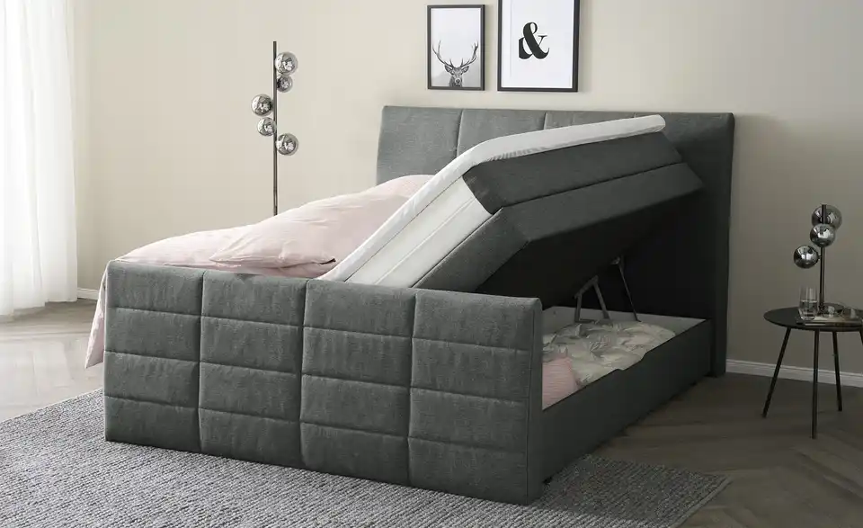 Boxspringbett Baron mit Bettkasten und Topper, Funktionsansicht