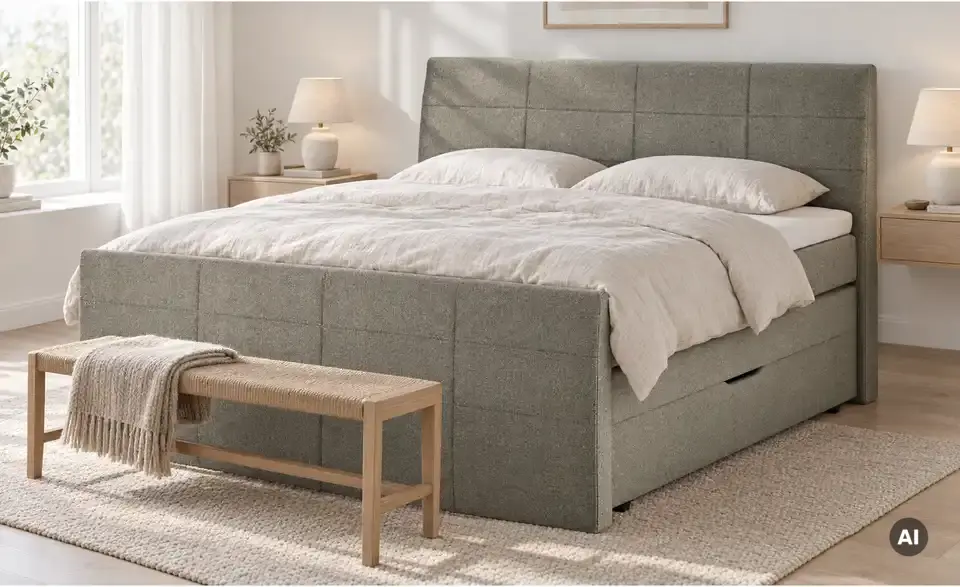 Boxspringbett Baron mit Bettkasten und Topper, in Wohnsituation