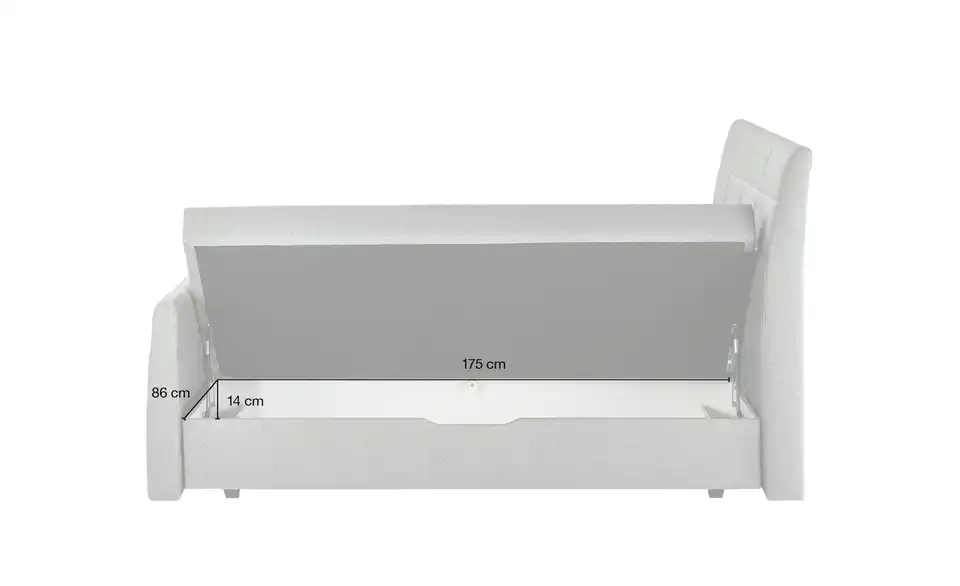 Boxspringbett Baron mit Bettkasten und Topper, Bemaßung
