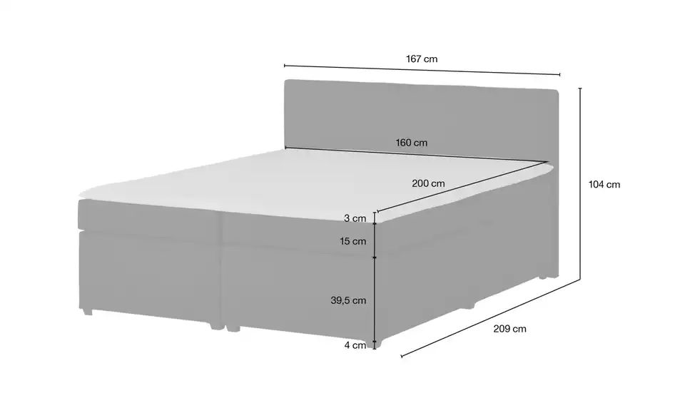 Boxspringbett Countess | Beige, 160 Cm | Möbel Höffner