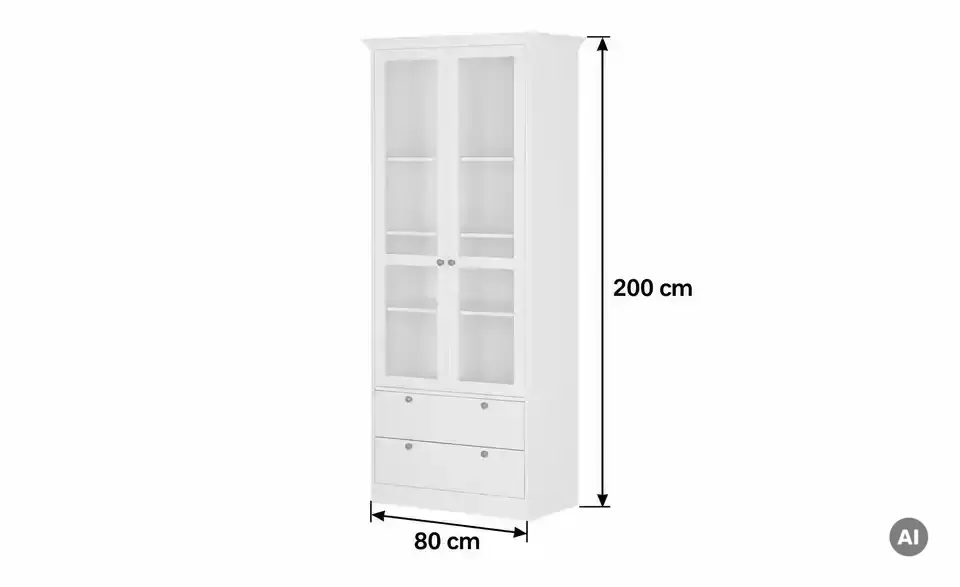 Vitrine Laurito, Bemaßung