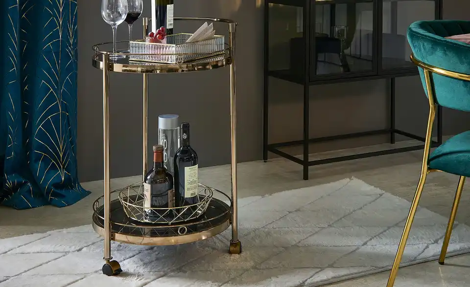 Servierwagen Oro goldfarben, in Wohnsituation