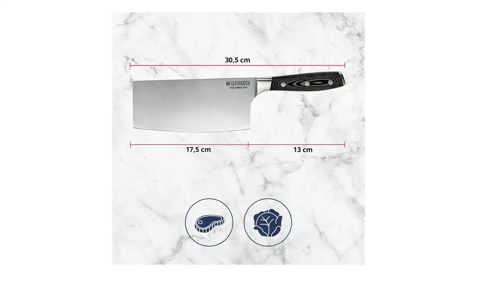 Meisterkoch Hackmesser 17,5 cm PRIMUS, Bild mit Text