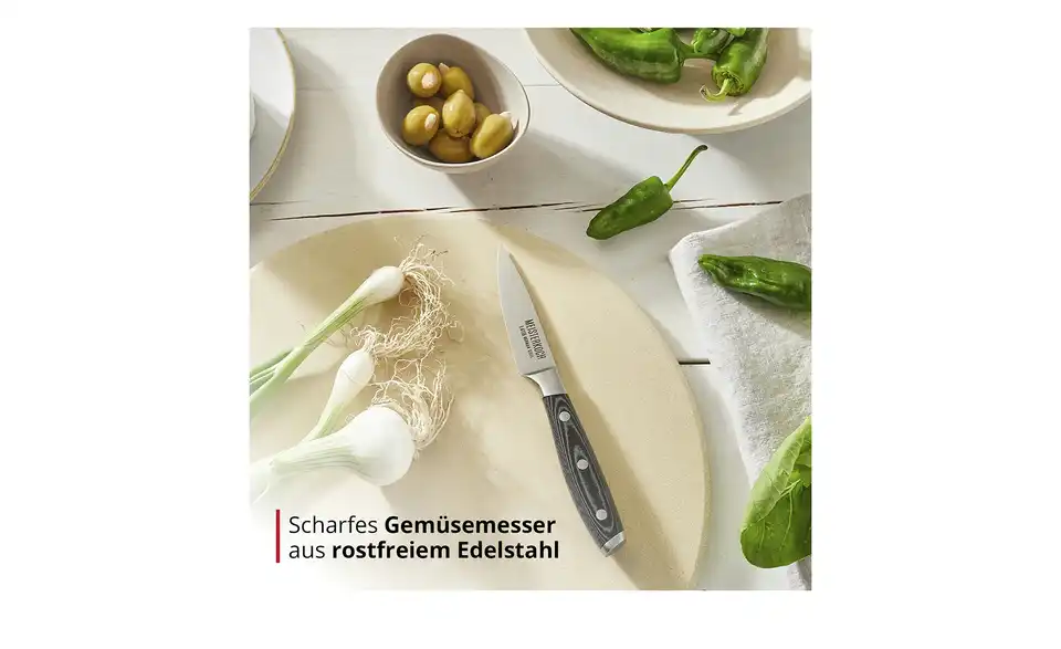 Meisterkoch Gemüsemesser 8,5 cm PRIMUS, Bild mit Text