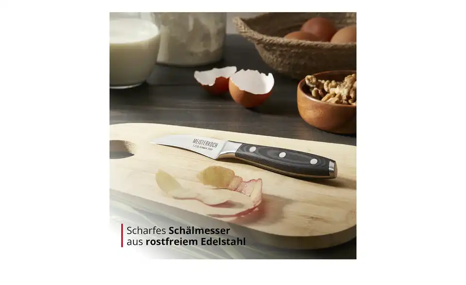 Meisterkoch Schälmesser 7,5 cm PRIMUS, Bild mit Text