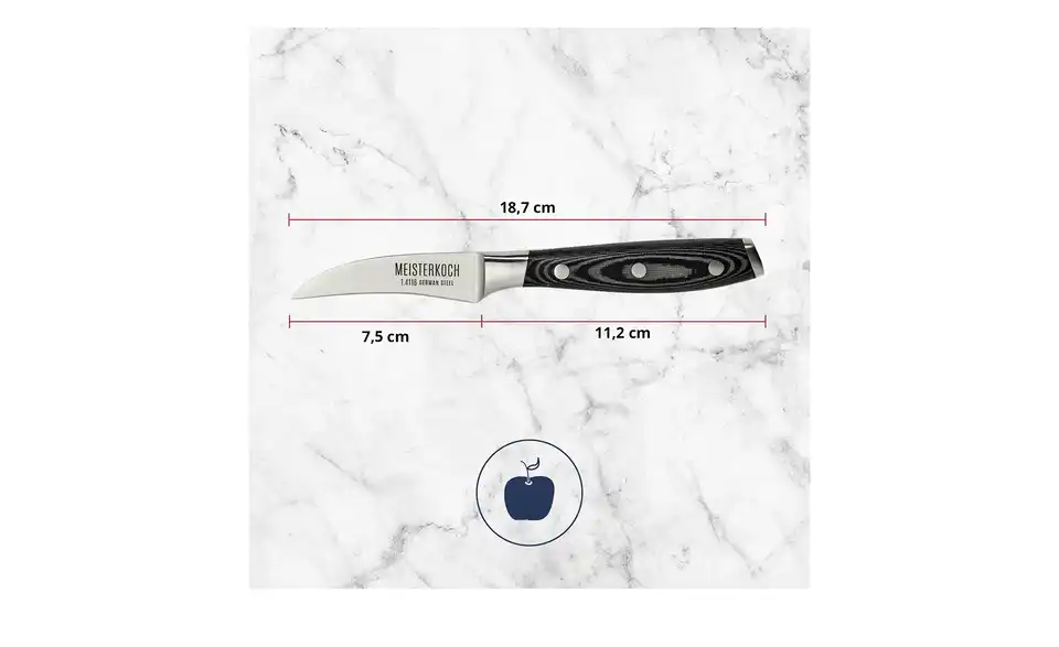 Meisterkoch Schälmesser 7,5 cm PRIMUS, Bild mit Text
