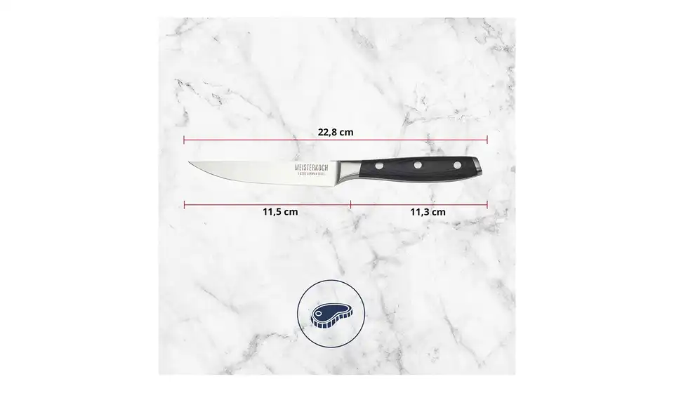 Meisterkoch Steakmesser 11,5 cm PRIMUS, Bild mit Text