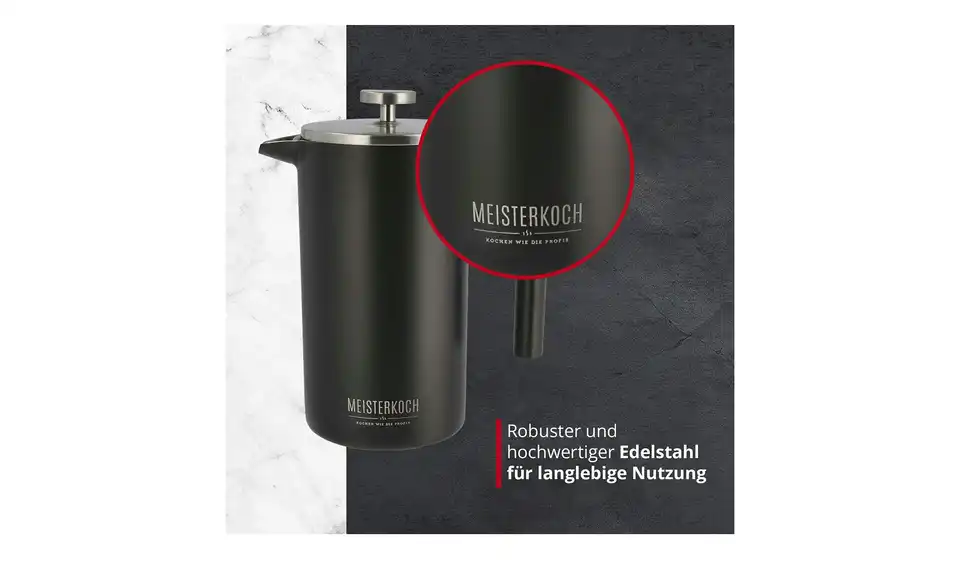 Meisterkoch Kaffeepresse CENA, Bild mit Text
