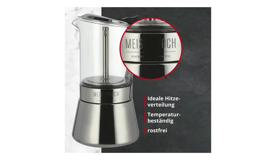 Meisterkoch Espressokocher CENA, Bild mit Text