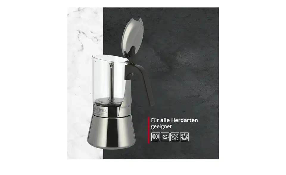 Meisterkoch Espressokocher CENA, Bild mit Text