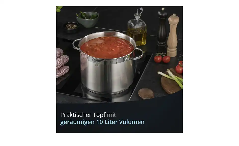 KHG Kochtopf mit Ausguß Gina, Bild mit Text