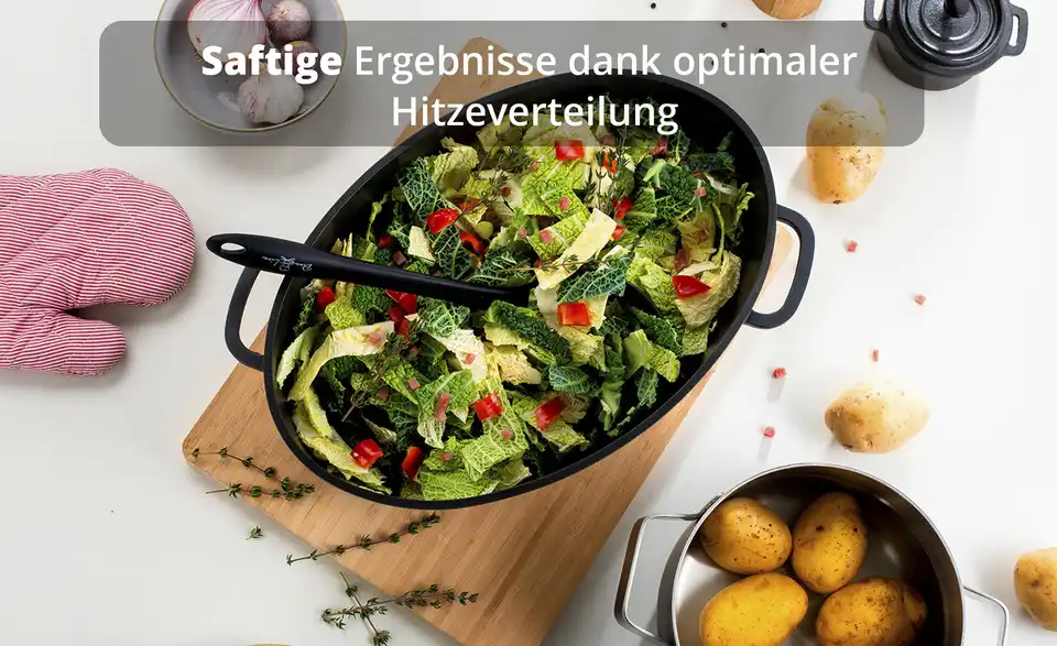 KHG Aromabräter aus Aluguss, Bild mit Text