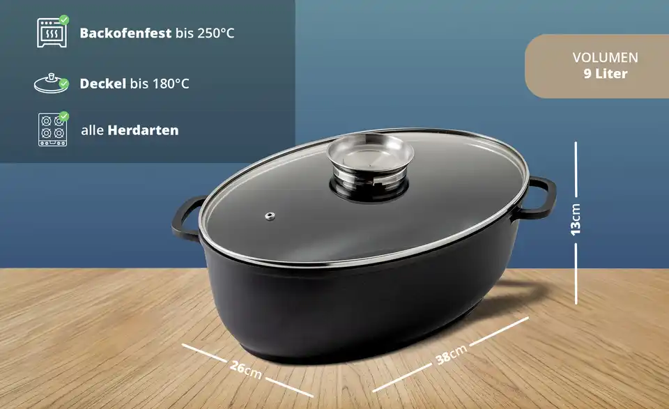 KHG Aromabräter aus Aluguss, Bild mit Text