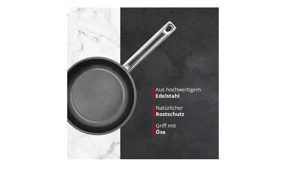 Meisterkoch Edelstahlpfanne 20 cm LINUS, Bild mit Text