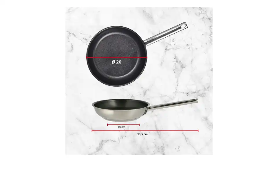 Meisterkoch Edelstahlpfanne 20 cm LINUS, Bild mit Text
