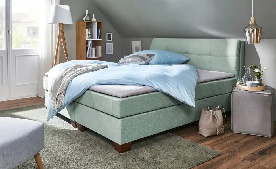 Boxspringbett VEGG 180x200 cm Aquablau - Einrichtungsbeispiel
