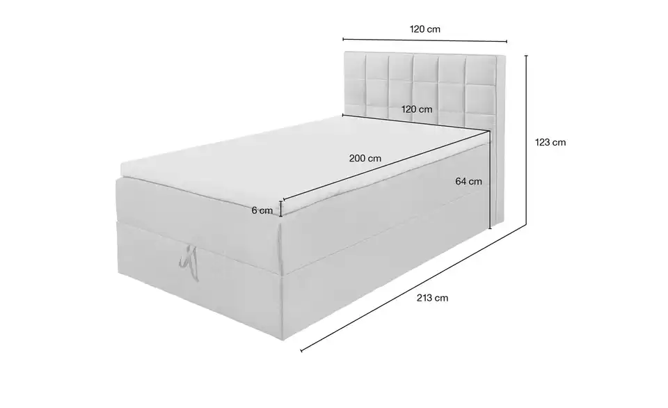 uno Polsterbett mit Bettkasten Alaska 120x200 cm