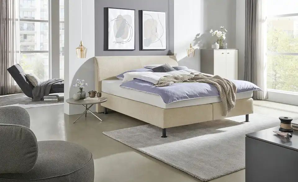 Boxspringbett EARL 160x200 cm Beige - Einrichtungsbeispiel