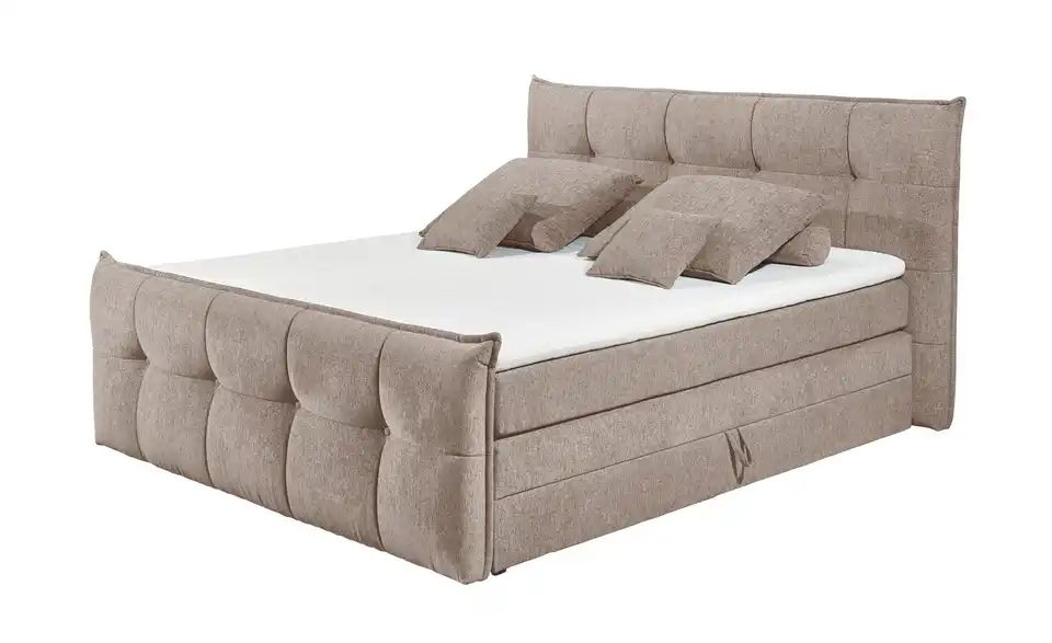 Boxspringbett mit Bettkasten FRIDA - Sand / Schwarz