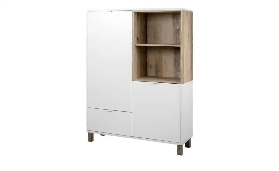 Highboard MUNERA Weiß / Altholz