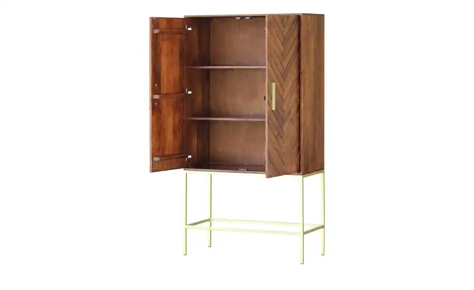 Highboard Calatria aus Massivholz, geöffnet