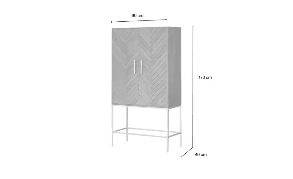 Highboard Calatria aus Massivholz, Bemaßung