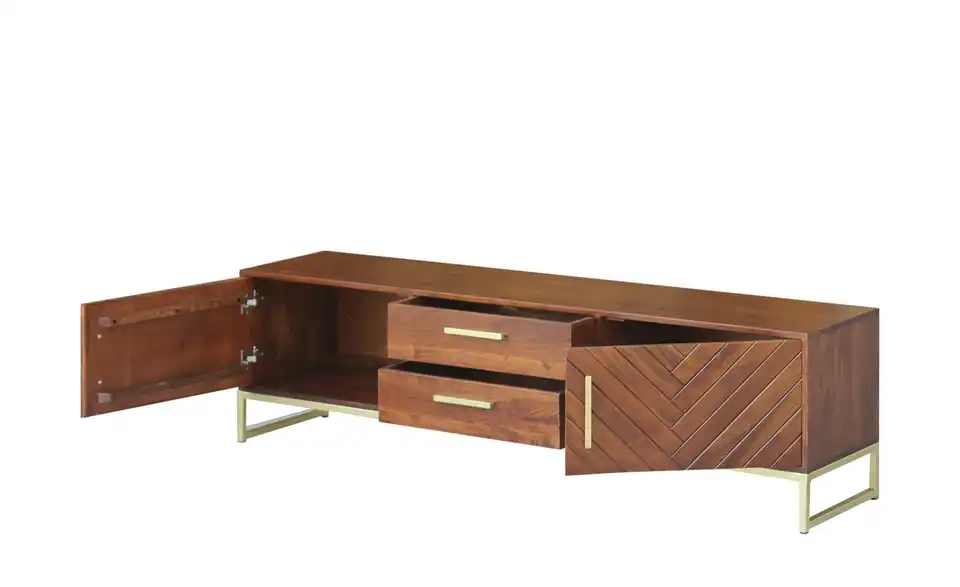 TV-Board Calatria aus Massivholz, geöffnet