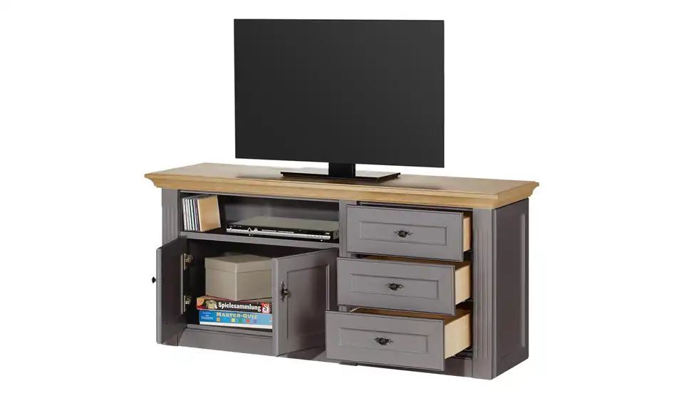 TV-Element PETIT CHALET Graphit / Asteiche - toller Stauraum