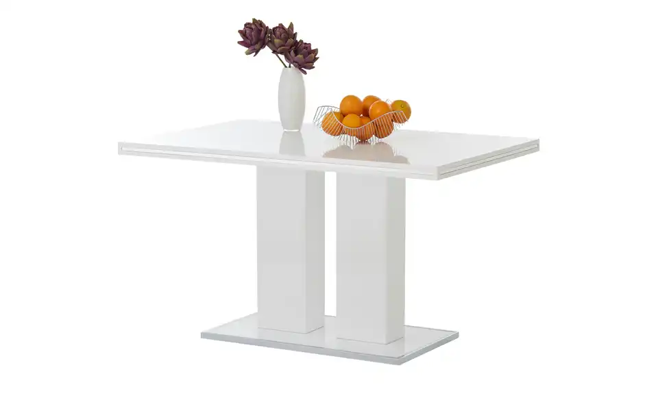 uno Säulentisch Basti in Weißem Hochglanzlack, Funktionsansicht