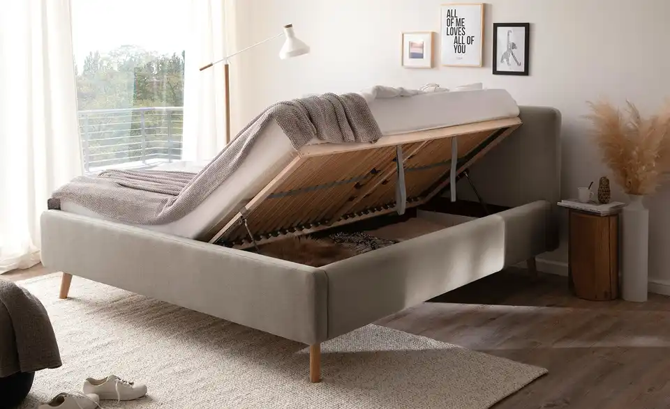Polsterbett Mattis mit Bettkasten, in Wohnsituation