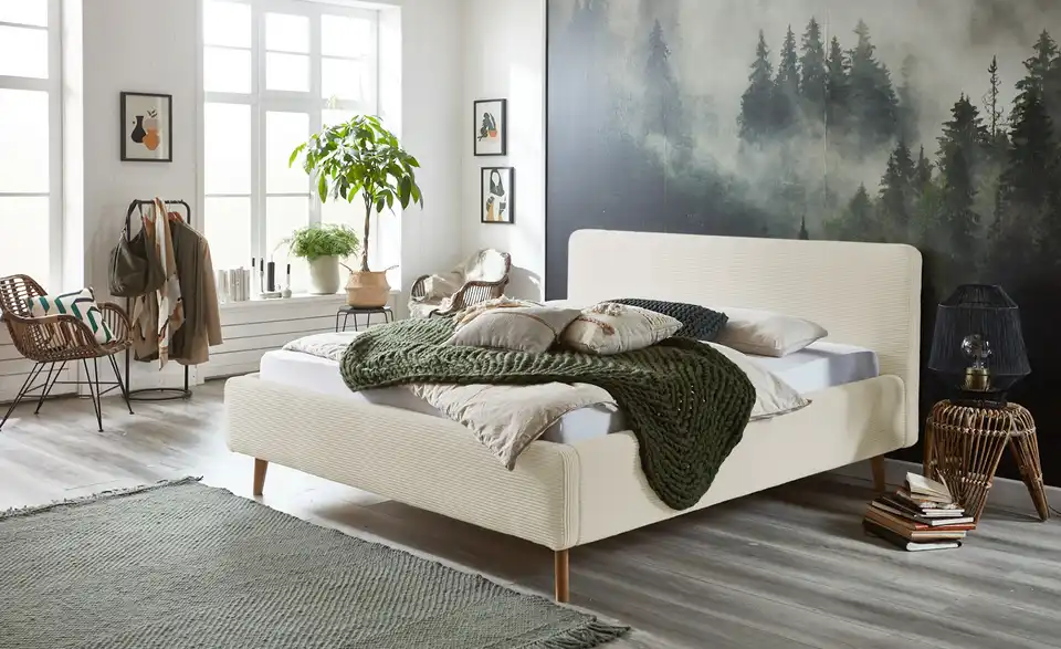 Polsterbett Mattis mit Cordbezug, in Wohnsituation