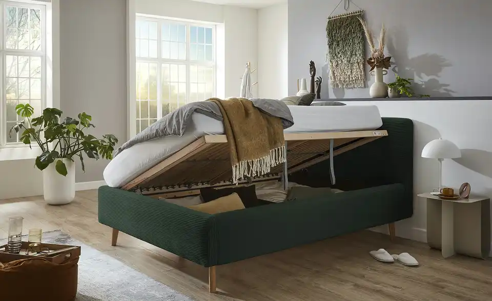 Polsterbett Mattis mit Bettkasten, in Wohnsituation