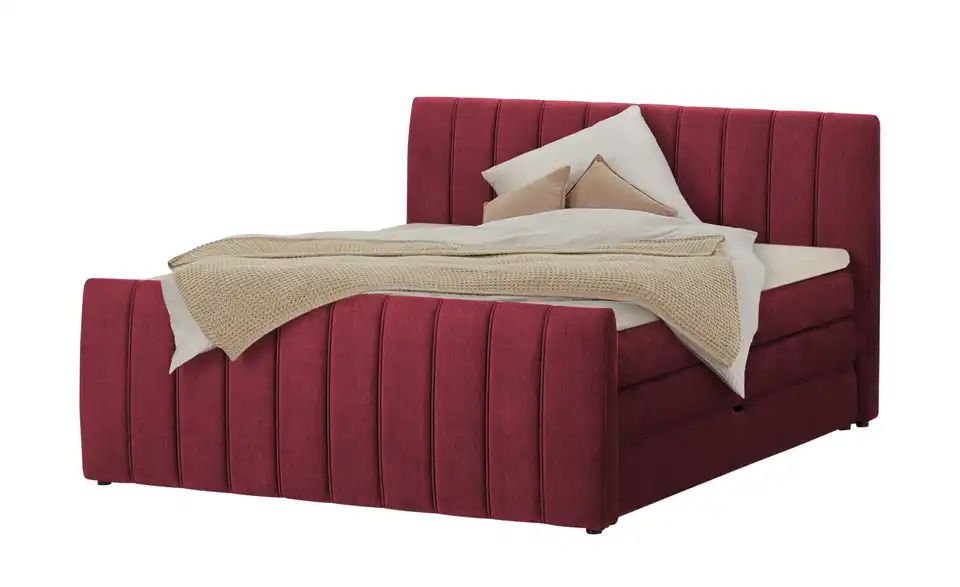 Boxspringbett - mit Bettkasten - CARINA Dunkelrot 180x200 cm von SWITCH