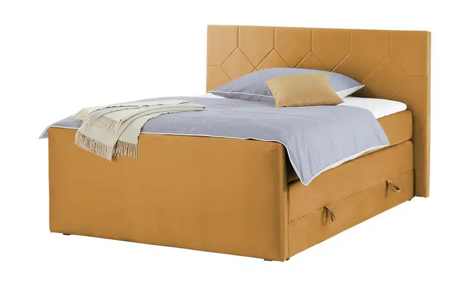 Boxspringbett NORFOLK Honiggelb 180x200 cm