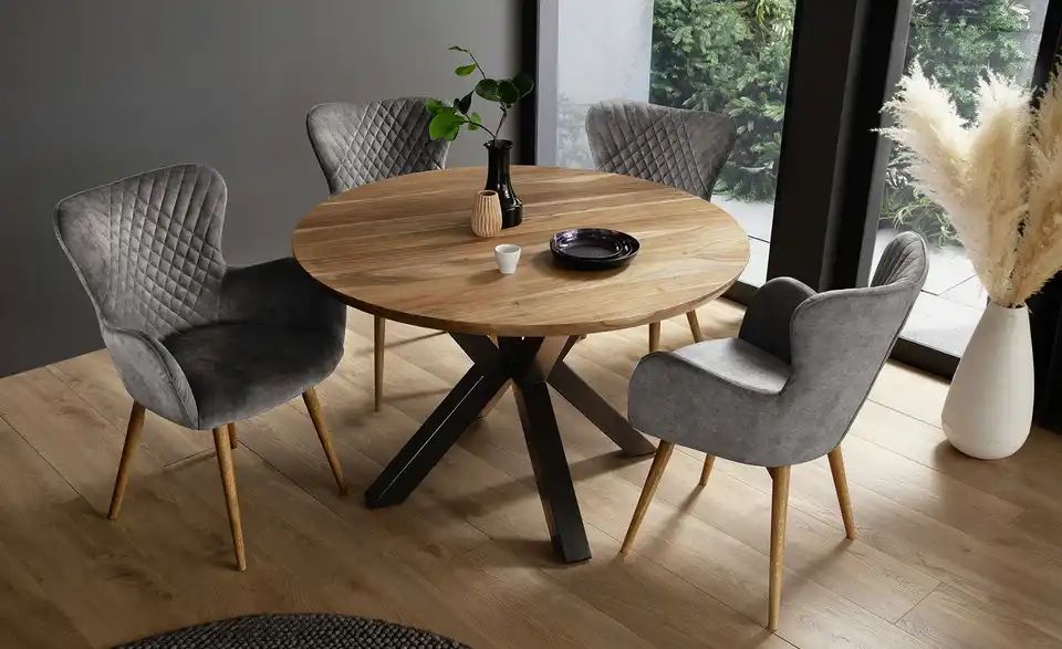 Massivholztisch rund LATIFA - Stellbeispiel