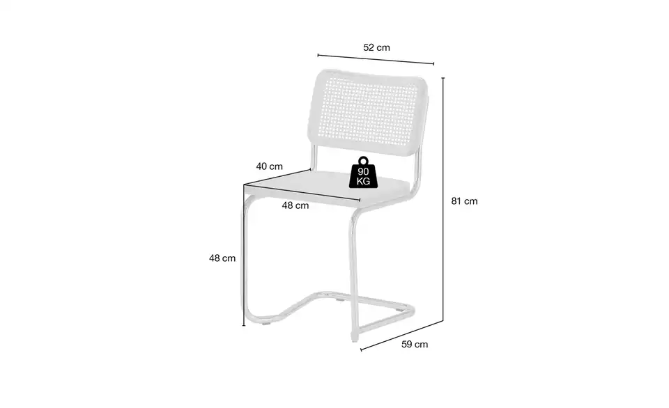 Schwingstuhl Manuel, Bemaßung